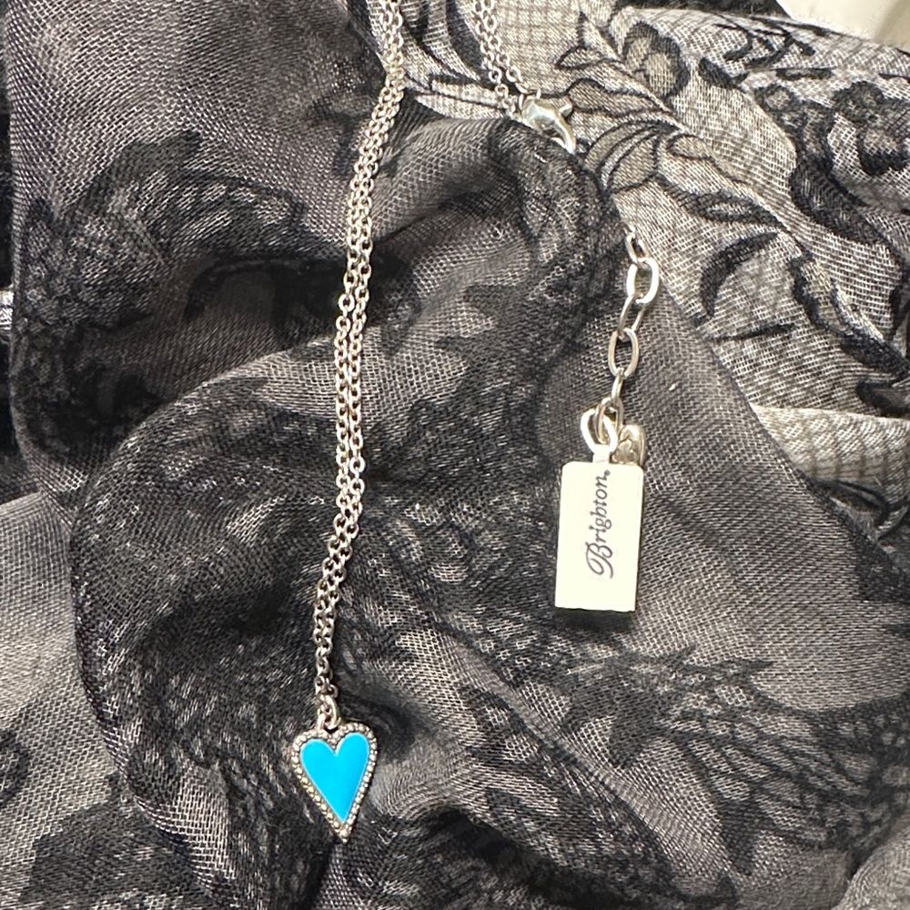 Brighton Silver-Tone Necklace with Bright Turquoise Heart Pendant